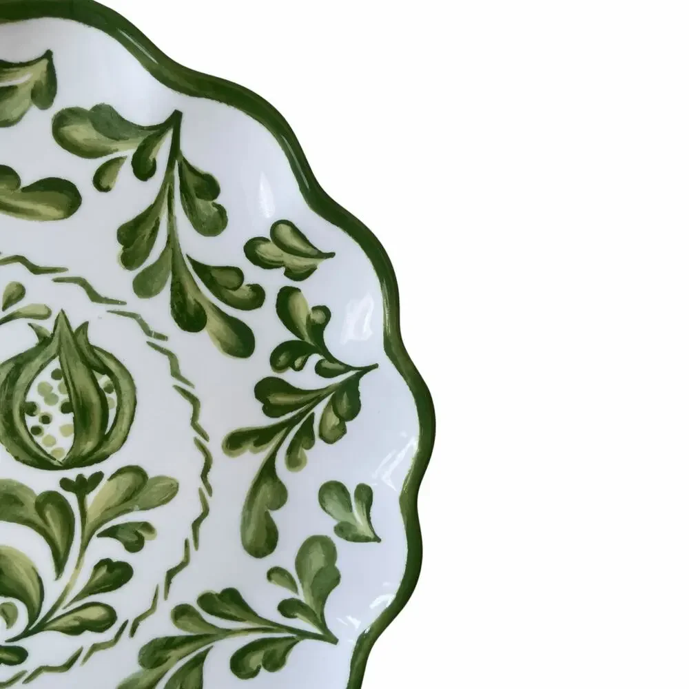 Shabby Chic Green Floral Melamine Salad Plates 8in Set of 4 Indoor Outdoor NEW
